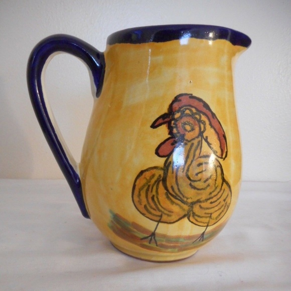 Rooster Pottery Made in Mexico Water Wine Pitcher - Picture 4 of 8